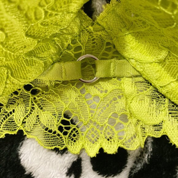 LA SENZA 32DD Chartreuse lace underwire molded cup bra unpadded acid green 32E - Picture 5 of 14